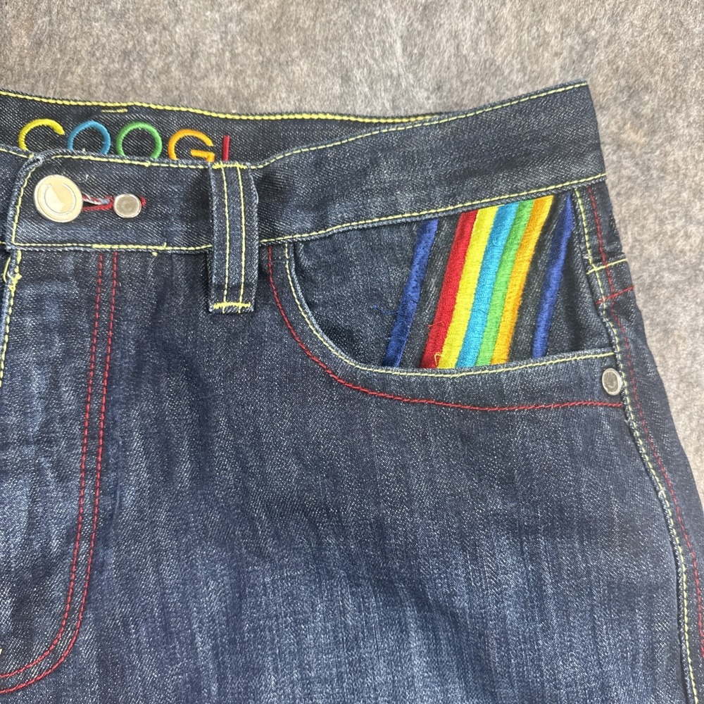 Vtg COOGI Jeans Mens sz 38x34 Embroidered Sneaker Shoes‎ Rainbow Blue Denim Y2K - Picture 8 of 16